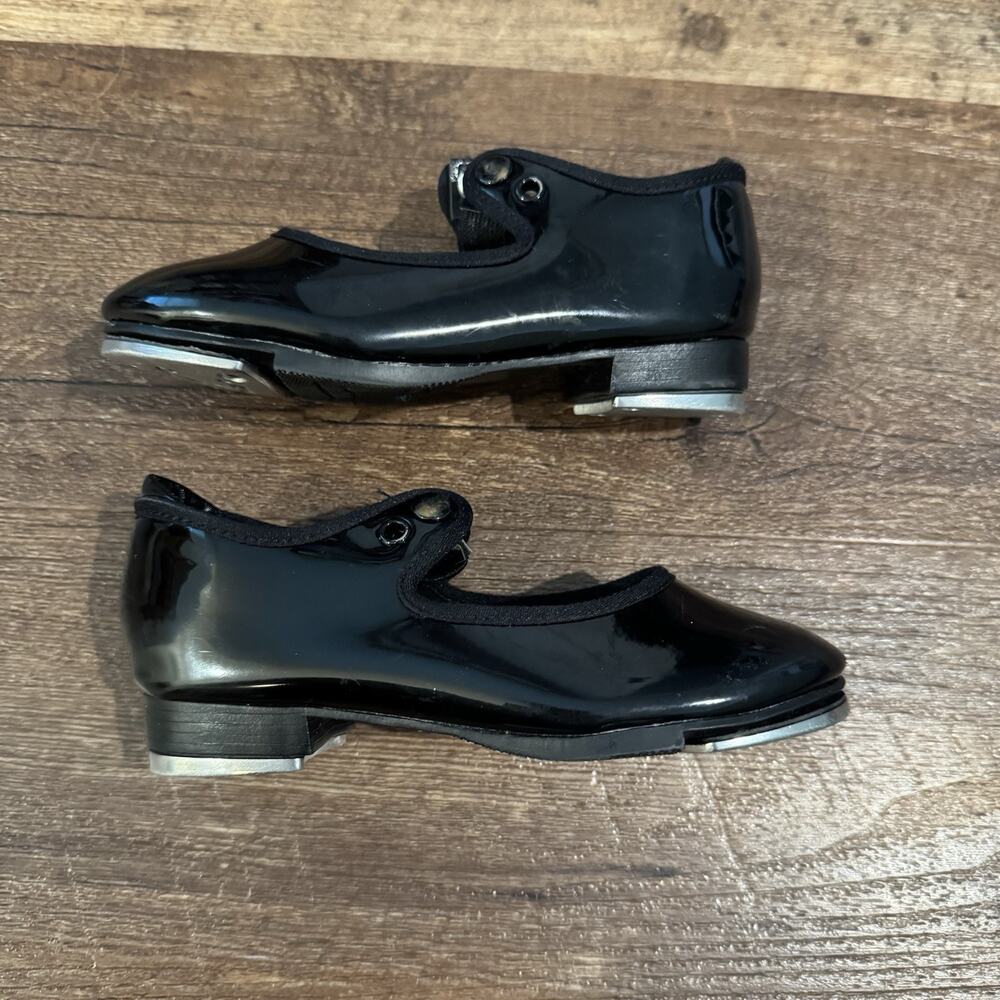 Capezio Mary Jane Tele Tone Tap Dance Shoe Black Patent Leather Toddler 9.5 READ